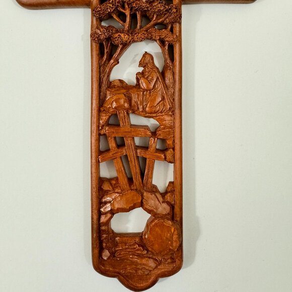 Cross Last Supper Carved Detail Wall Hanging Christian Religion Jesus 11" x 6.5" - Picture 5 of 6